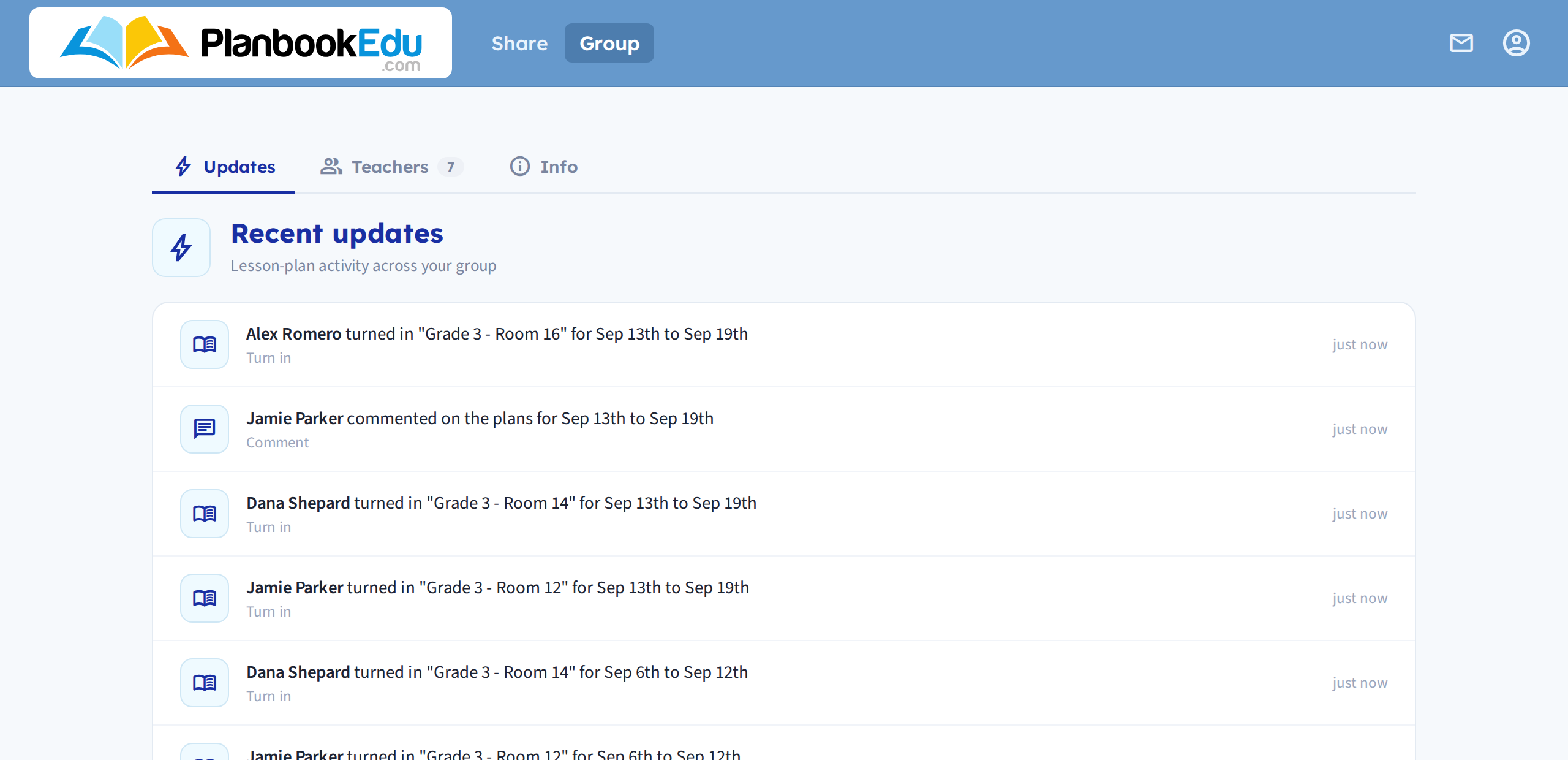 The Updates feed