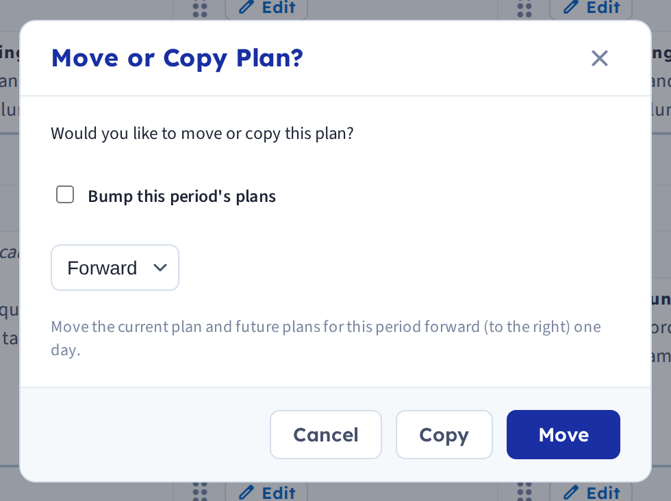 The Move or Copy prompt you get on dropping a plan