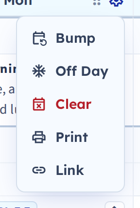 Link, at the foot of the day menu