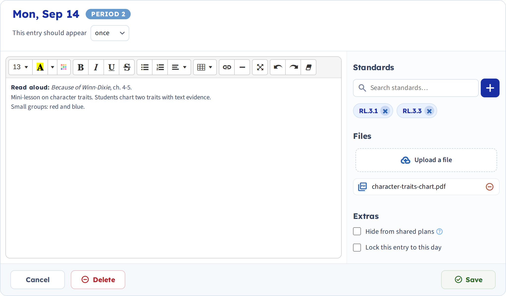 The full Edit window